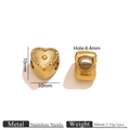 Heart-shaped 18K gold-plated stainless steel spacer bead with radial pattern for DIY - Heart Style