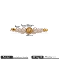 Stainless steel connector charm with varied white pearls and golden textured metal bead - Pearl Floral Double Hole Connector Type 5