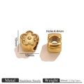 Perlina a quadrifoglio in acciaio inox placcato oro 18K per gioielli fai-da-te 10mm - Stile Floreale