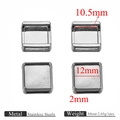Square stainless steel 12mm bridge connector for DIY bag and bracelet accessories - Steel Color Square 12mm