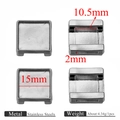 Polished silver stainless steel square arch connector for bags and jewelry DIY crafts - Steel Color Square 15mm