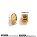 Perla in acciaio inossidabile placcata oro 18K con motivo solare per creazione gioielli - Design Ovale
