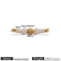 Golden daisy flower connector with white pearls for stainless steel jewelry making 48mm - Pearl Floral Double Hole Connector Type 7