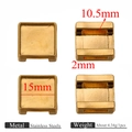 Golden stainless steel square tray connector 15mm for DIY jewelry and bag hardware - Gold Square 15mm
