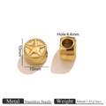 Perla stella in acciaio inossidabile placcato oro 18K 10mm con foro 4,4mm per bracciali - Stile Stella