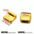 Golden stainless steel bridge hardware slider connector for leather cord jewelry DIY - Gold Square 20mm