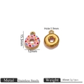 Colgantes de dona en acero inoxidable rosa y oro para joyería DIY con dimensiones - Colgante Esmaltado Donut Multicolor