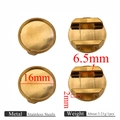 Golden stainless steel 16mm round metal fitting connector with 6.5mm slot detail - Gold Round 16mm