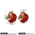 Colgante de cabeza de caballo de acero dorado con esmalte rojo para bisutería - Colgante Esmaltado Cabeza de Caballo Rojo