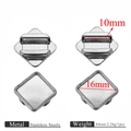 Silver stainless steel bridge buckle hardware accessory for leather bags with 10mm width - Steel Color Rhombus 16mm