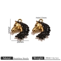 Colgante de cabeza de caballo en acero inoxidable con esmalte negro para bisutería - Colgante Esmaltado Cabeza de Caballo Negro