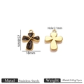 Pendentif croix en acier inoxydable doré avec texture noire et dimensions détaillées - Noir