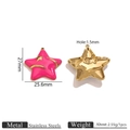Colgante de estrella en acero inoxidable rosa con detalle de meteoro dorado y reverso - Rosa rojo