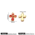 Pendentif fleur trèfle 18mm en acier inoxydable rouge et or avec dimensions précises - Rose