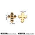 Pendentif croix en forme de cœur en acier inoxydable doré avec texture grillagée sombre - Noir