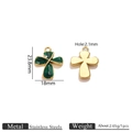 Pendentif croix trèfle en émail vert avec finition dorée en acier inoxydable durable - Vert
