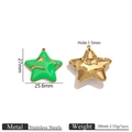 Colgante de estrella en acero inoxidable con esmalte verde y patrón dorado, doble cara - Verde