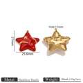 Colgante estrella acero esmaltado rojo con dimensiones 27mm y vista trasera - Rojo