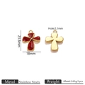 Pendentif croix doré en acier inoxydable avec incrustation rouge pailletée pour bijoux - Rouge