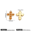 Orange heart-shaped stainless steel cross pendant with detailed size specifications - Brown