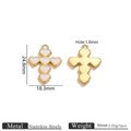 Cross shaped heart pendant in stainless steel with white oil drip finish for jewelry making - White