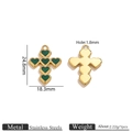 Green polka dot heart cross pendant in stainless steel for DIY jewelry making - Green