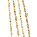 Minimalist 4mm gold stainless steel rectangle chain with textured striped link design - Gold Square Watch Chain / 4mm