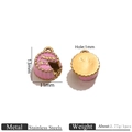 Pink and gold stainless steel birthday cake pendant with Happy Birthday engraving - Pink Enamel Birthday Cake Pendant