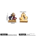 Gold-plated stainless steel oval boy and girl kissing charm for DIY jewelry making - Kissing Couple Enamel Pendant