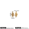 Pair of gold-finished stainless steel snake pendants with dimensions and weight info - Gold Snake Pendant Only (Without Chain)