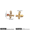 Gold stainless steel Cupid's arrow pendant with red heart and rhinestone inlay - Red Heart Cupid Arrow Rhinestone Charm
