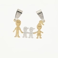 Two-tone family pendant with golden adults and silver children in stainless steel - Gold (Family Of Four)
