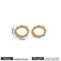 Golden 15mm bamboo design round hoop earrings made of durable stainless steel - Gold Bamboo Octagon Style / Outer Diameter 15mm