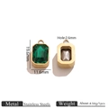 Golden stainless steel emerald green octagon glass pendant for DIY jewelry making - Gold Glass Pendant - Emerald Green