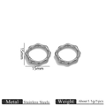 Pair of silver stainless steel hoop earrings featuring unique bamboo texture design - Steel Bamboo Octagon Style