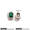 Emerald green rectangular glass pendant in stainless steel with 19.6mm height details - Steel Color Glass Pendant - Emerald Green