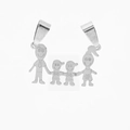 Polished stainless steel pendant featuring a family of four silhouette in silver finish - Parents And Two Boys Style / Steel Color (Family Of Four)