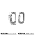 Silver stainless steel oval spring ring connector 23.4x10.5mm for DIY jewelry - Steel Smooth Oval Style