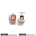 Rectangular champagne crystal pendant in stainless steel for DIY jewelry making - Steel Color Glass Pendant - Champagne