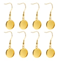 Set of 8 pieces of golden stainless steel earring hooks with round bezel settings - Round Tray Inner 18(18mm) / Gold