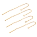 Detail of four golden stainless steel ear threaders with fine O-chains for DIY jewelry - Short / Gold
