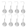 Set of 8 stainless steel fish hook earrings with round bezel trays for DIY jewelry making - Round Tray Inner 18(18mm) / Steel