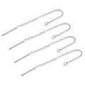Macro view of silver stainless steel pull-through earrings with flat O-chains and needles - Short / Silver
