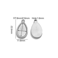 Silberne Edelstahl Wassertropfen DIY Anhängerbasis für Schmuckherstellung 22.6x11.8mm - Stahlfarbe Langer Wassertropfen Basis Fach 12*22mm