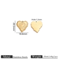Golden stainless steel heart pendant for DIY jewelry with wavy edges and sunburst relief - Gold Radiating Heart