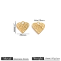 Golden stainless steel heart pendant with spiral texture and 21.4x20mm dimensions - Gold Spiral Heart