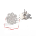 Makroansicht der 17,5mm Mandala-Blumen-Ohrringanhänger aus silbernem Edelstahl für DIY - Stahl-Nummer 9