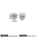 Silver stainless steel double heart pendant for DIY jewelry making 18.3mm by 15.4mm - Steel Embossed Heart