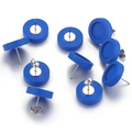 DIY jewelry parts: Bright blue 12mm wooden stud earring base with silver butterfly backs - Blue with Earring Backs