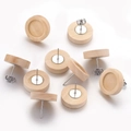 12mm natural wood stud earring base with silver pin for DIY jewelry making - Natural Wood with Earring Backs